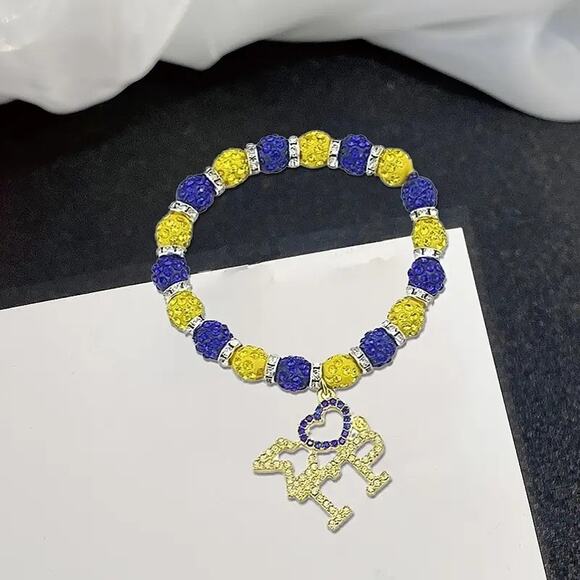 Sigma Gamma Rho Bracelet Blue and Gold with Pendant Logo - Picture 2 of 3
